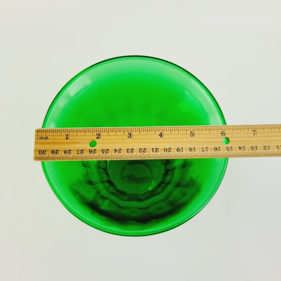 Retro Anchor Hocking 9" Forest Green Glass Vase, Flared Pineapple, MCM USA Made - Picture 9 of 9